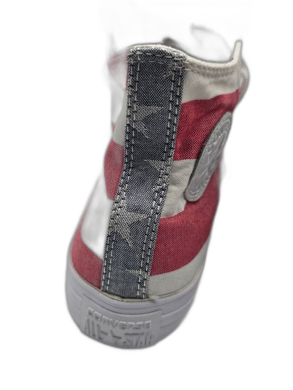 Converse Women 7 Men 5 High Top Sneakers in Red, White & Gray Stars And Stripes - Picture 8 of 8